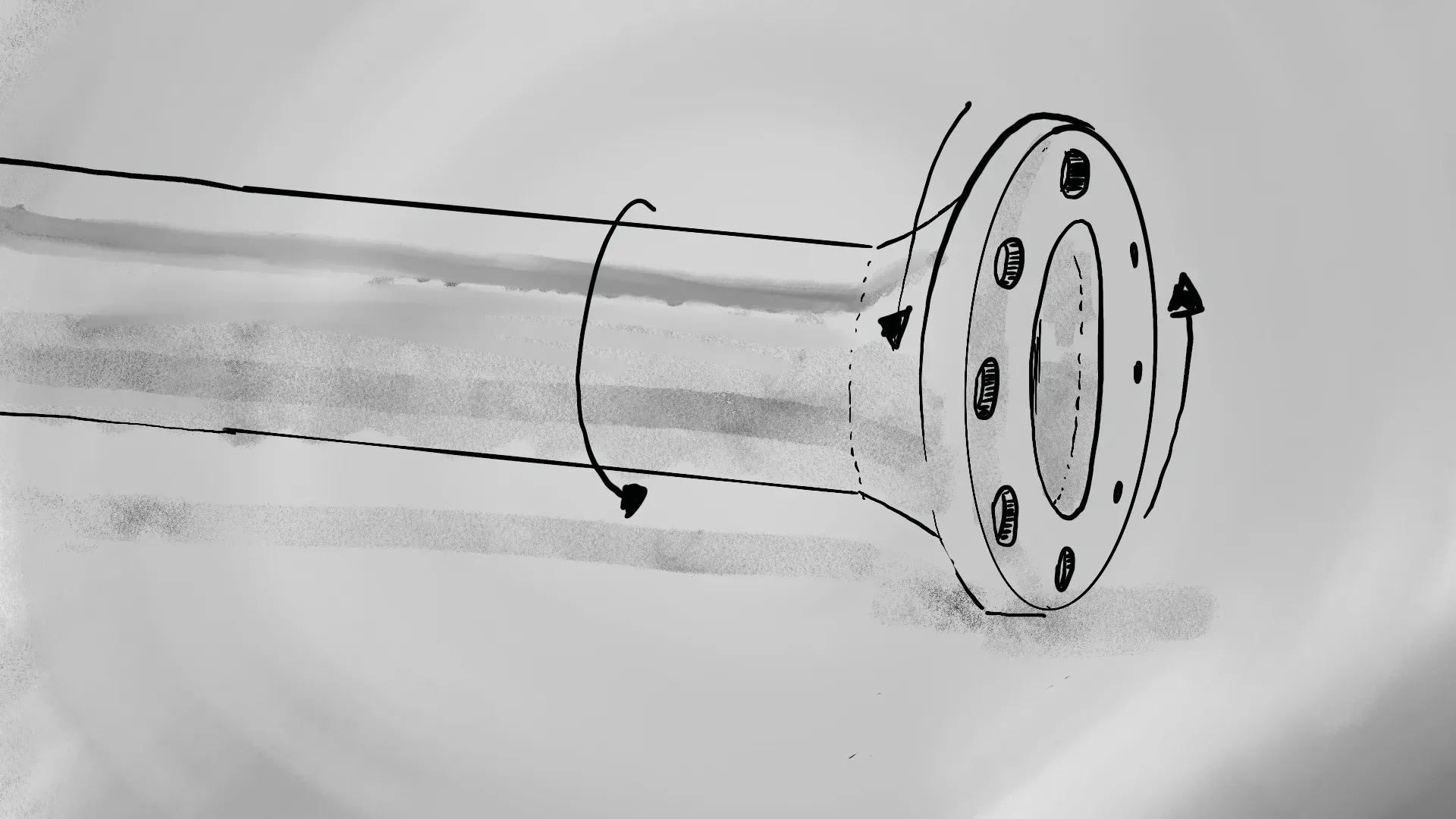3D animated pipeline segment with rotating flange and arrows, visualizing Schlumberger's pipeline integrity solution by Motion Giraffx.