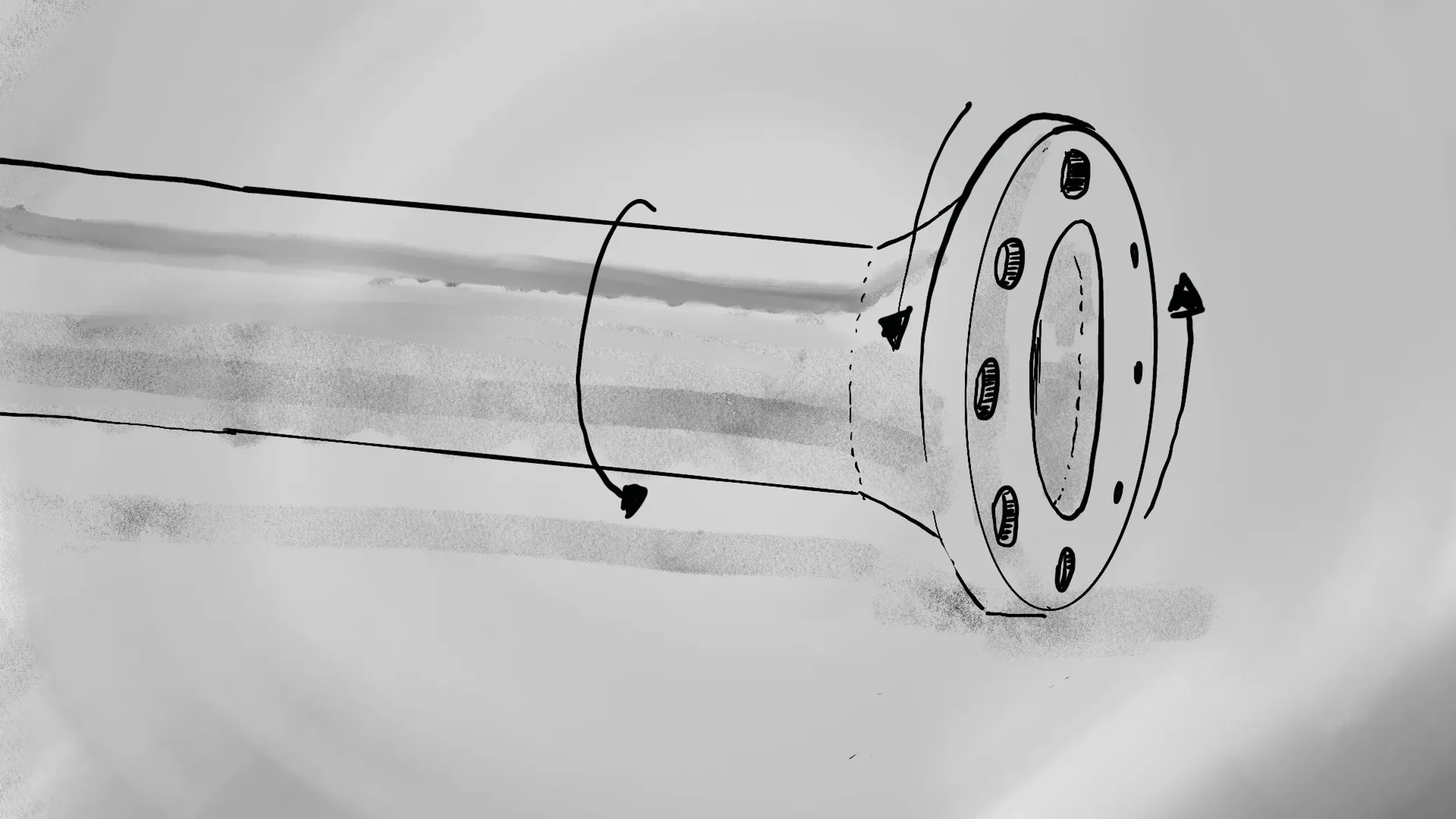 3D animated pipeline segment with rotating flange and arrows, visualizing Schlumberger’s pipeline integrity solution by Motion Giraffx.