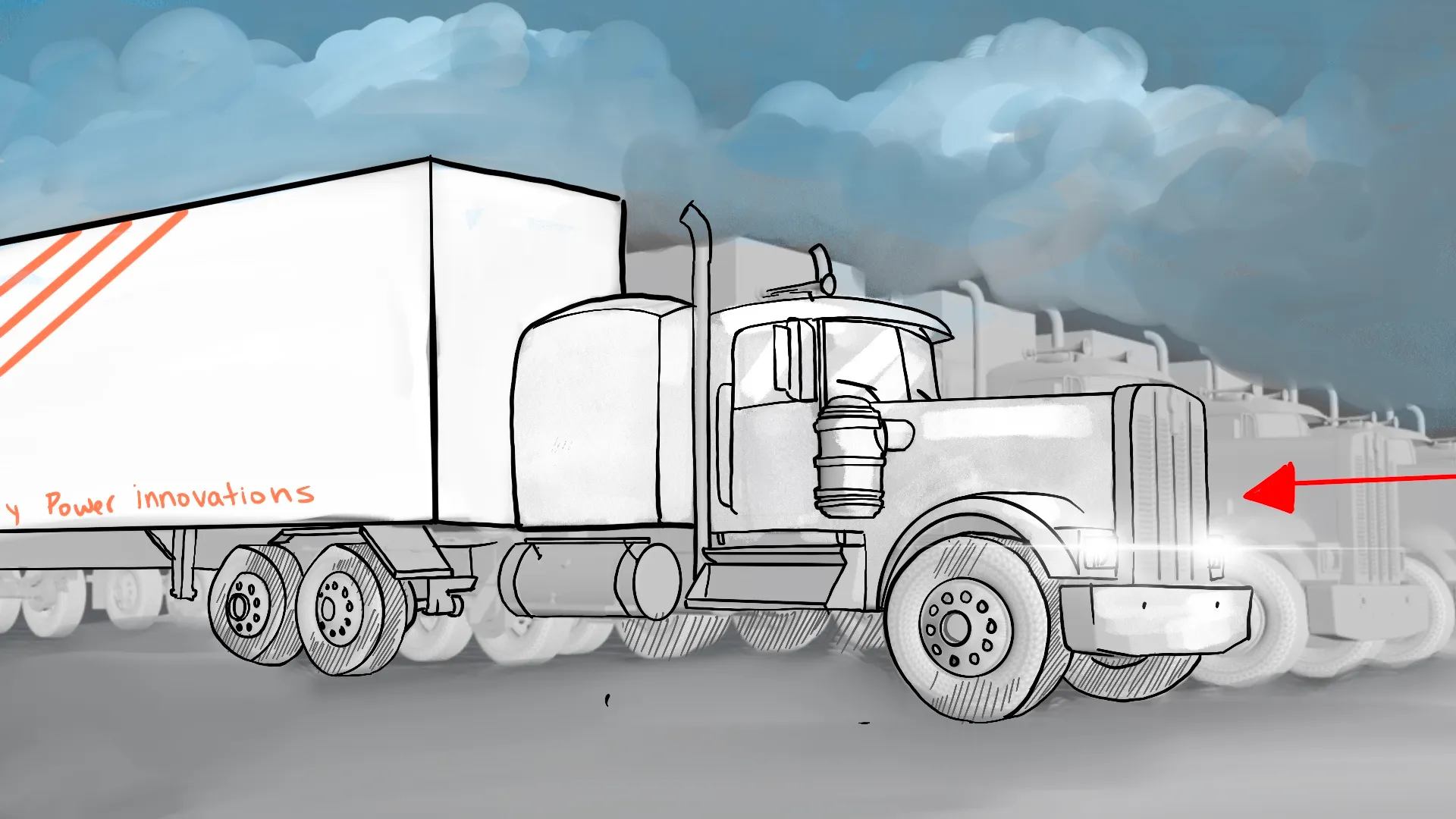 Liberty mobile power generation truck illustration by Motion Giraffx
