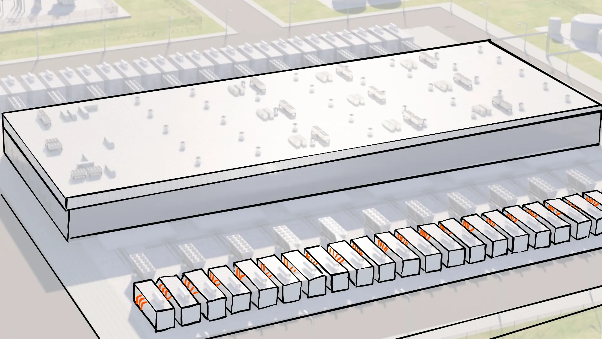 Technical diagram of solar array and battery storage integration by Motion Giraffx