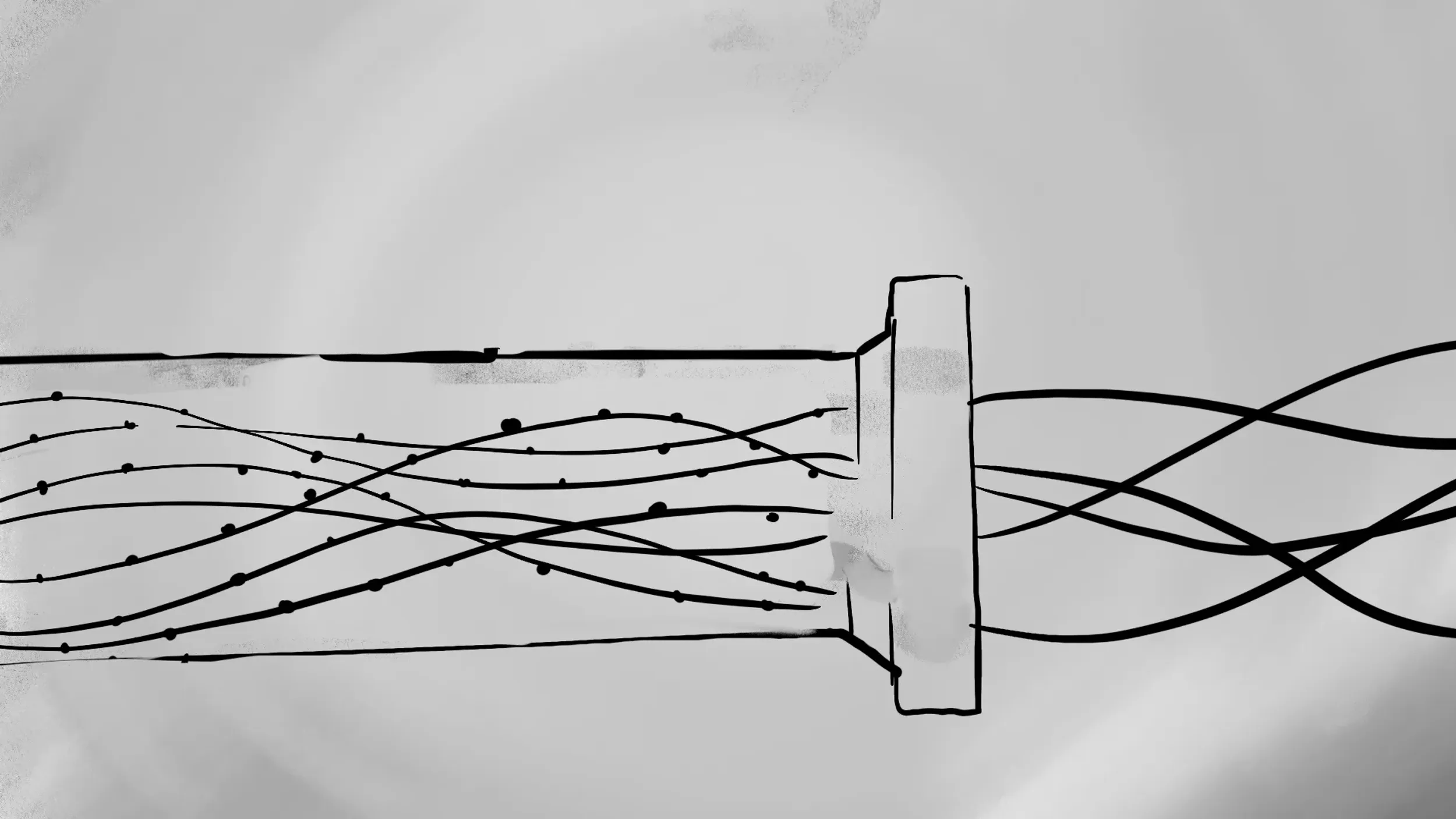 Abstract swirling flow lines converging toward text, representing optimized network flows and seamless pipeline connectivity by Motion Giraffx.