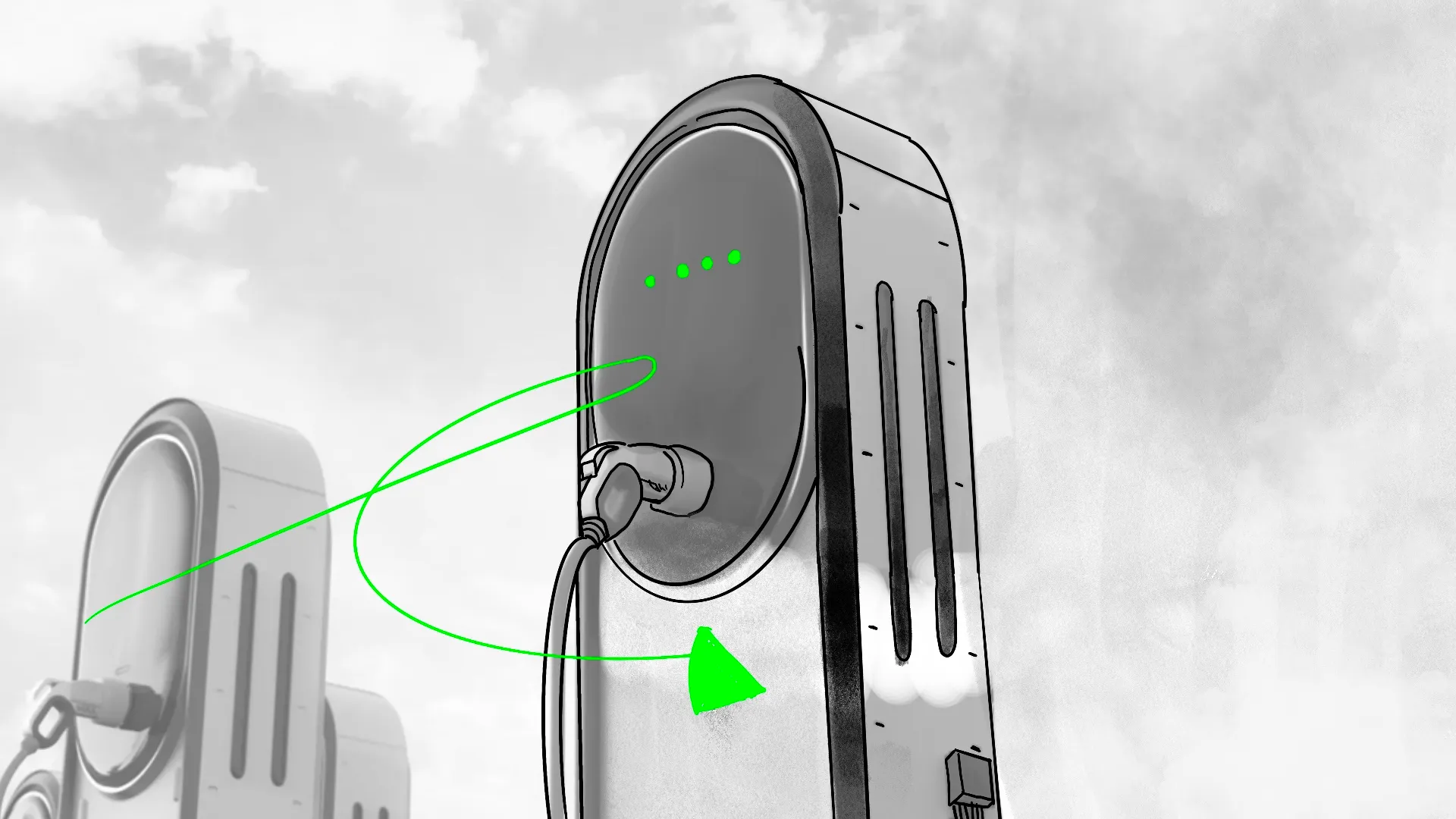 Electric vehicle charging station with energy flow visualization by Motion Giraffx