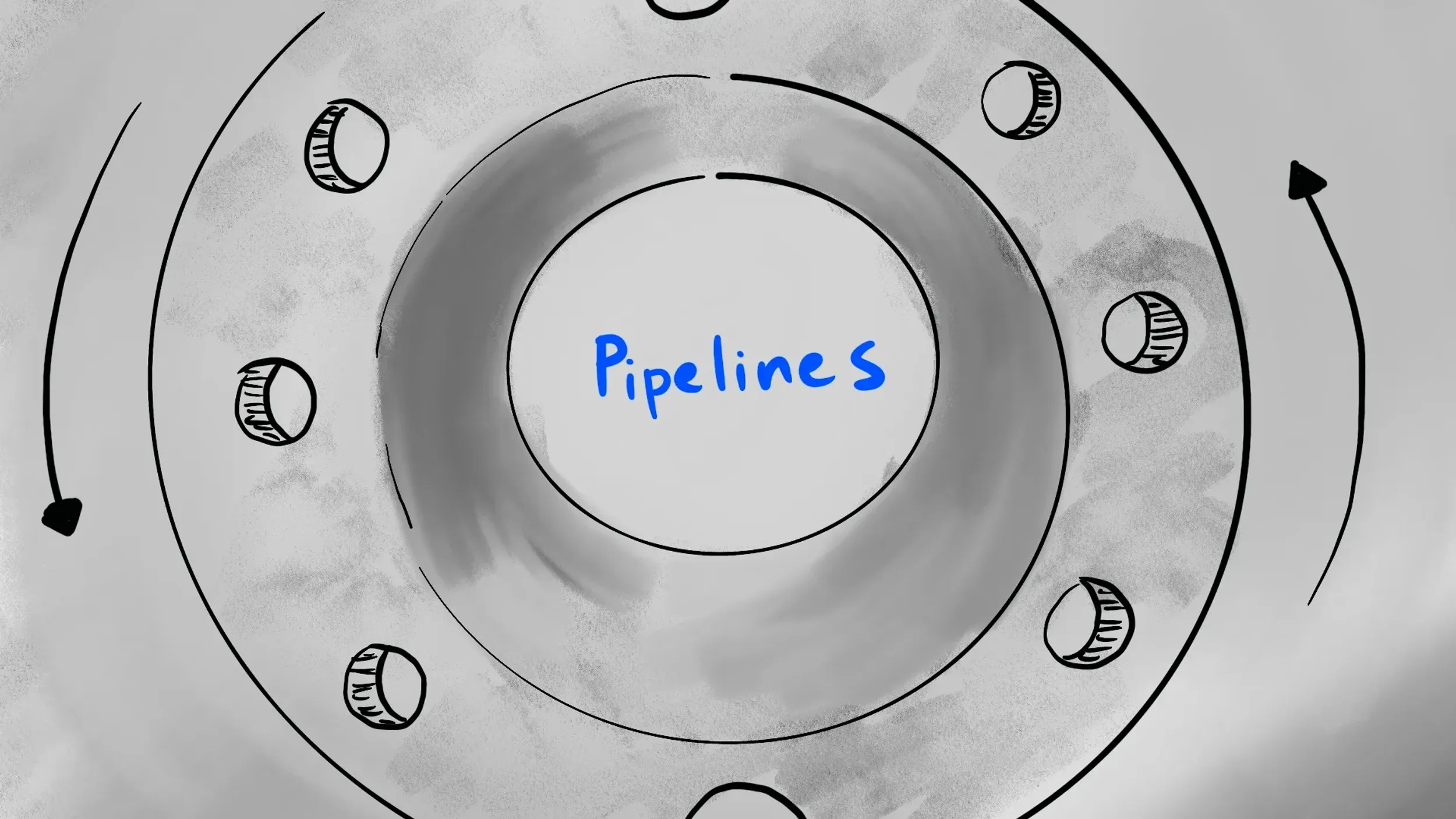 Minimalist 3D pipeline flange close-up with “Pipelines” text overlay, part of Schlumberger’s integrity explainer by Houston’s Motion Giraffx.