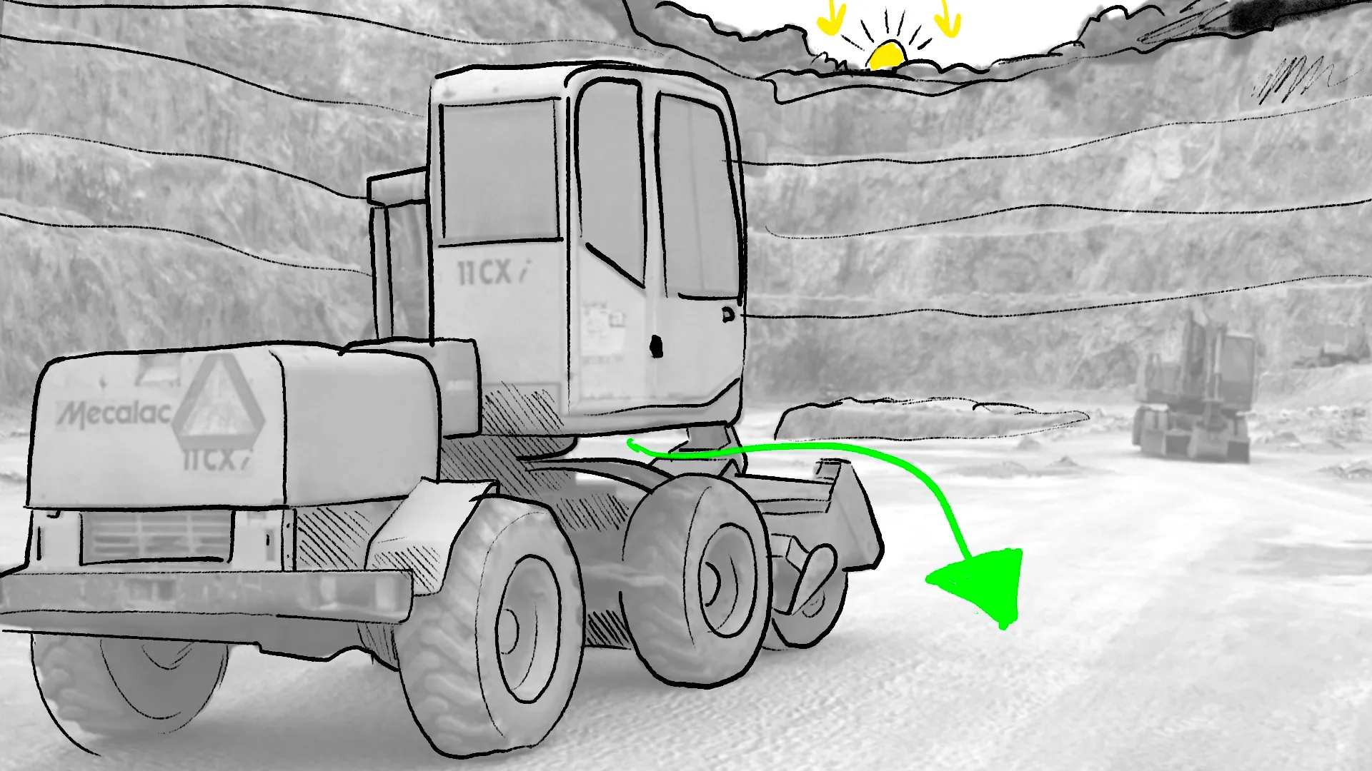 Mobile power generation trucks in remote snowy terrain by Motion Giraffx