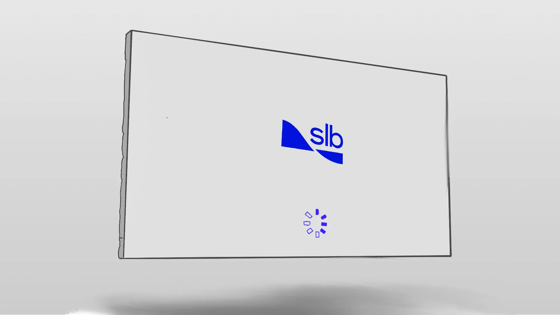 SLB logo loading screen storyboard frame with blue brand identity by Motion Giraffx