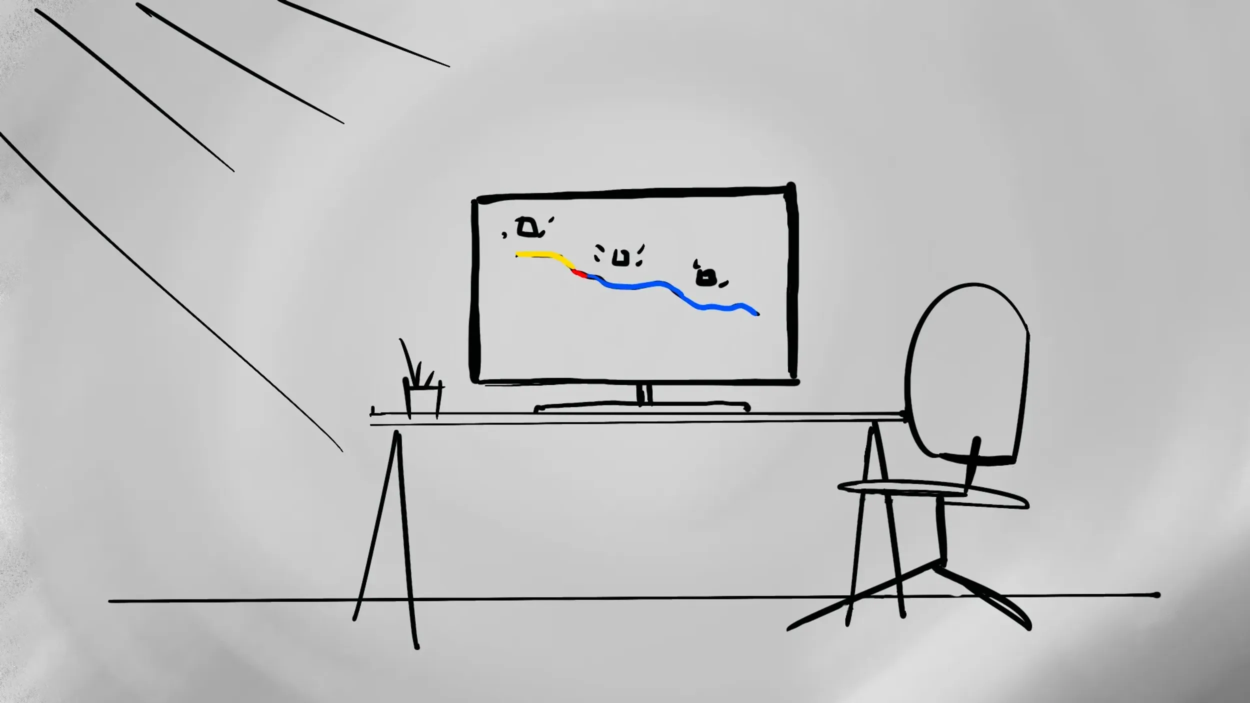 Storyboard grid of dashboard UI sketches showing pipeline analytics charts, part of Schlumberger’s real-time monitoring explainer by Motion Giraffx.