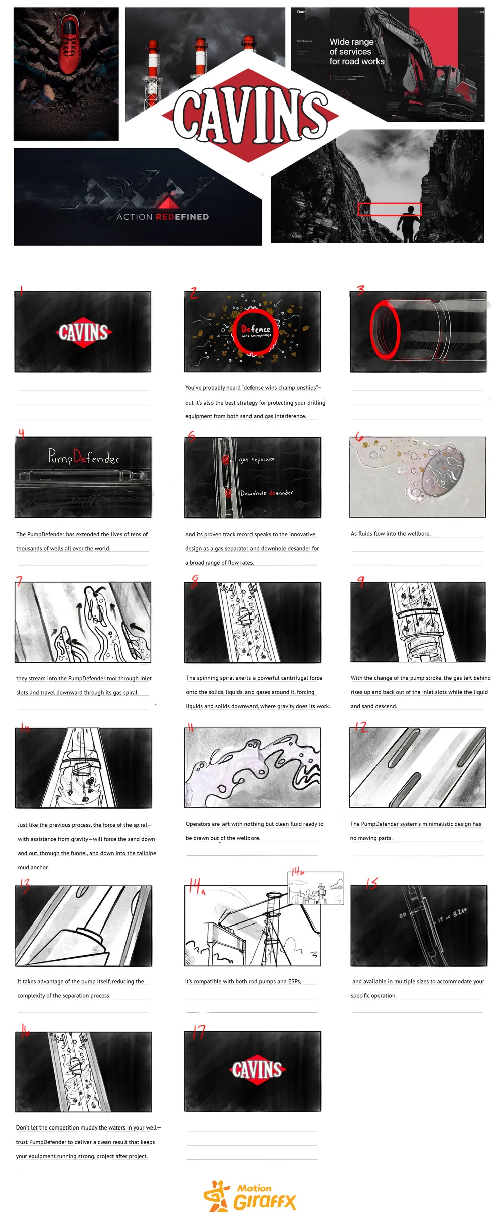 Storyboard sketches showing animation development process stages