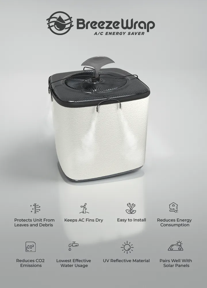 BreezeWrap A/C equipment 3D rendering example for print media