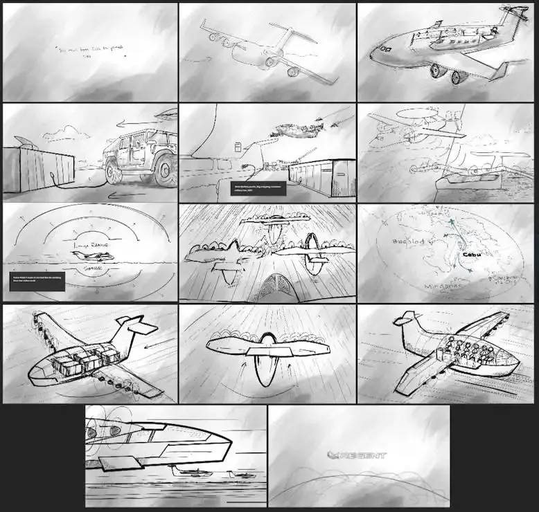 The Regent Seagliders' storyboard.