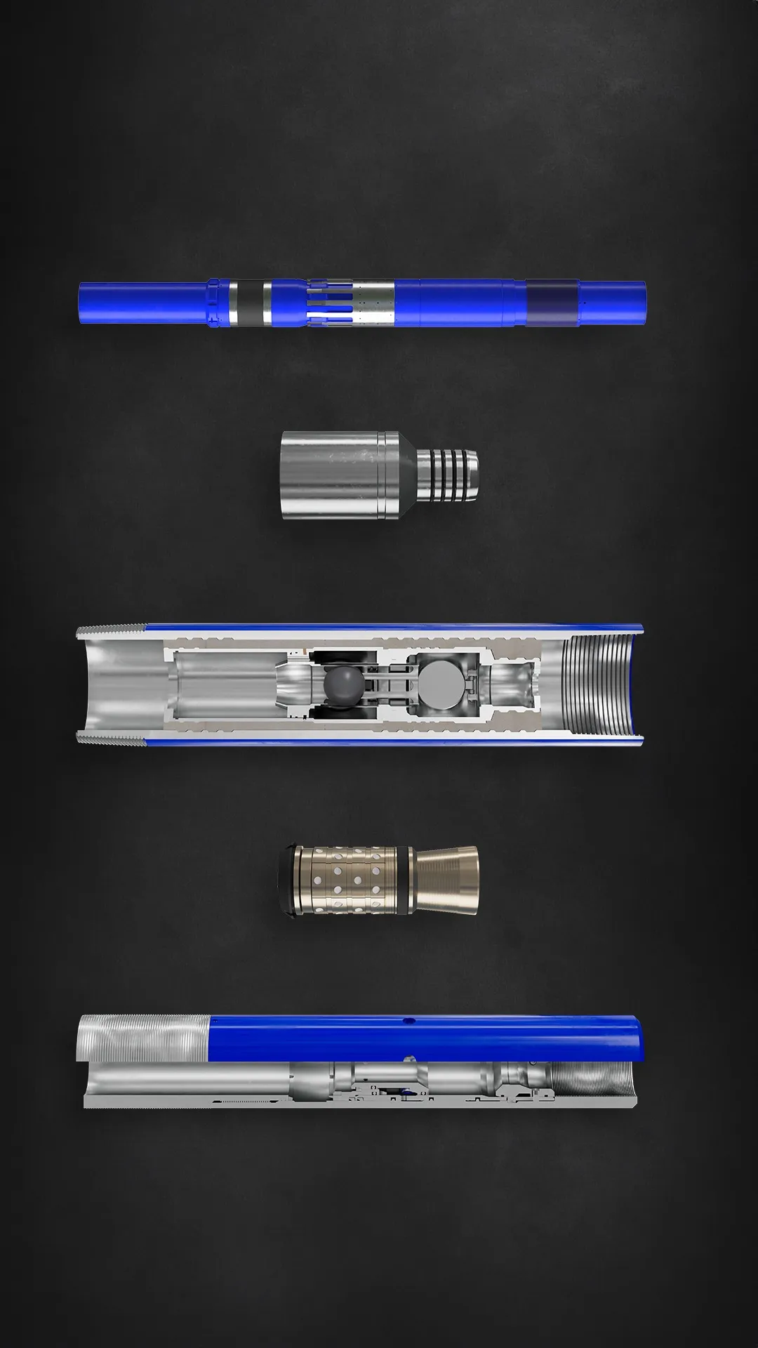 3D cutaway renders of downhole drilling tools