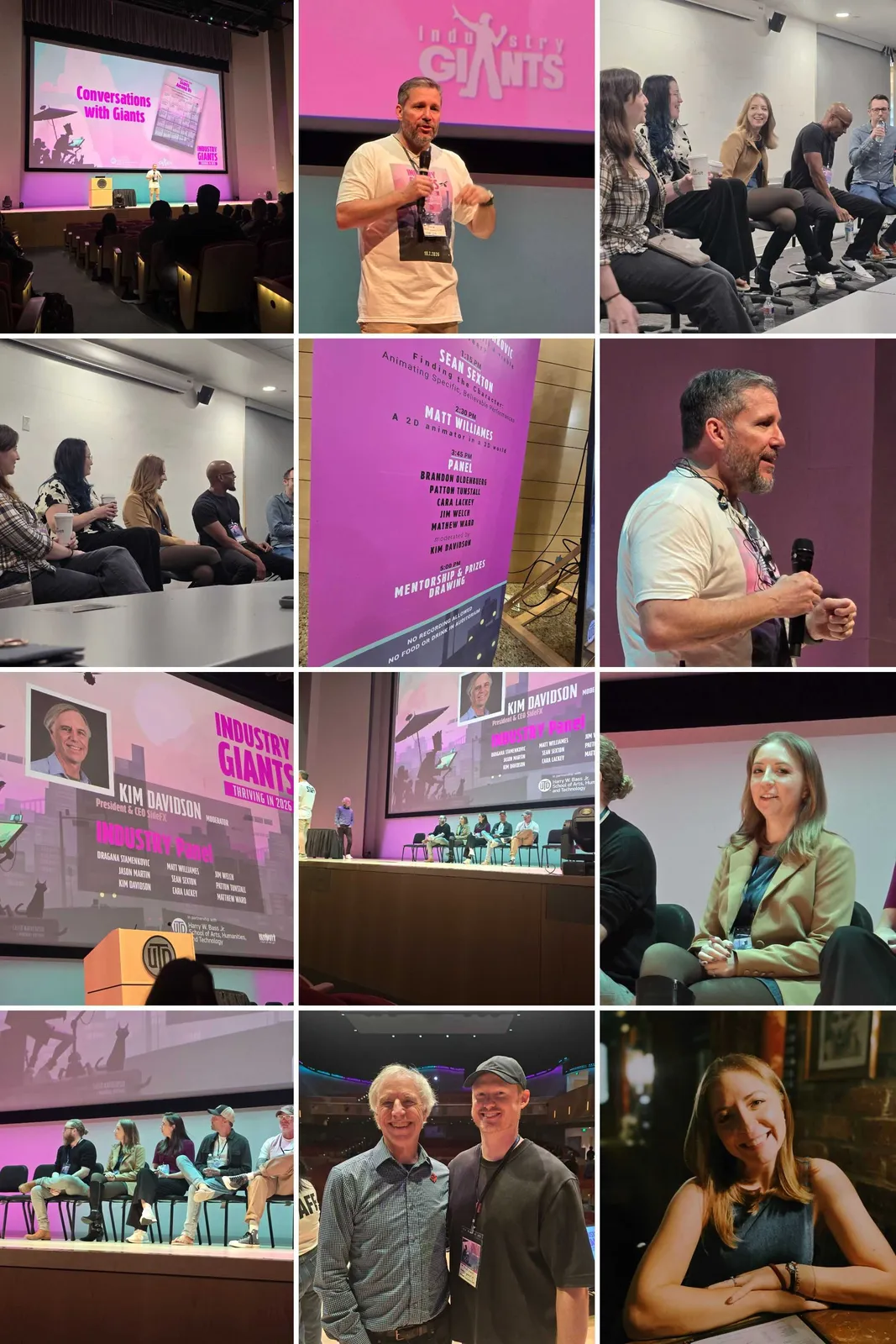 Collage of twelve photos from Industry Giants 2026, with Cara Lackey in a blue shirt in the bottom-right square